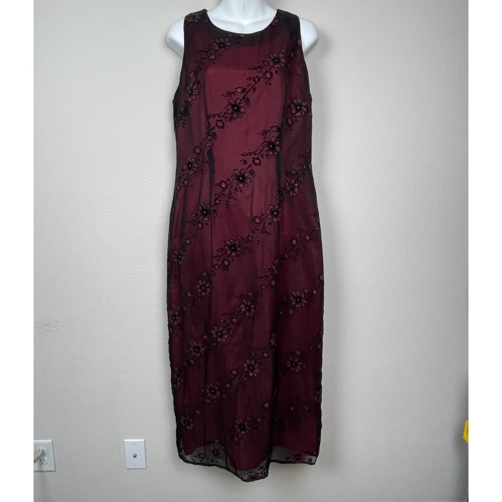 Vintage Jessica Howard‎ Velvet Burnout Floral Dress 12P Whimsigoth Fairycore Y2K